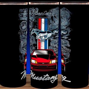 Ford Mustang 5.0 Racing Red Car Cup Mug Tumbler 20oz